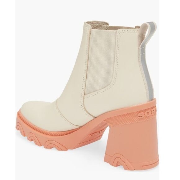SOREL Brex Waterproof Platform Block Heel Chelsea Bootie Natural Paradox Pink - Picture 3 of 13
